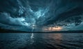 A summer thunderstorm brewing over the lake