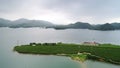 Aerial view of lakes and mountains