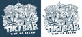 Summer tiki bar monochrome poster