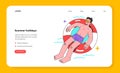 Summer time activity web banner or landing page. Man swimming