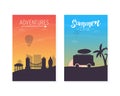 Summer Time Adventures Banner Templates Set, Tourism, Vacation, Journey Poster, Card Vector Illustration