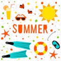 Summer time background. Abstract handmade elements and hand drawn letters