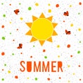 Summer time background. Abstract handmade elements and hand drawn letters