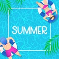 Summer time background design with pool blue water