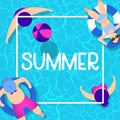 Summer time background design with pool blue water