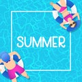 Summer time background design with pool blue water