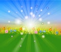 Summer time background with Hot sun lights vector illustration Royalty Free Stock Photo