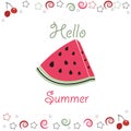 Summer time background slices of watermelon and cherry Royalty Free Stock Photo