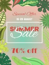 Summer time banner, poster vector illustration. Tropical leaves. Amazing palms. Jungle leaves, split leaf, philodendron