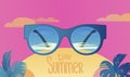 Summer time banner, sunlight on the background of the sun. Vector illustration