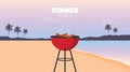 summer time barbeque grill on tropical palm beach Royalty Free Stock Photo