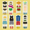 Summer time beach fashion clothes looks design vector illustraton