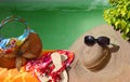 Summer time beach pool sun Holidays sunglasses Royalty Free Stock Photo