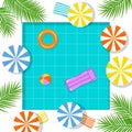 Summer time beach vacation swimming pool background , top view Royalty Free Stock Photo