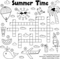 Summer time black and white crossword game