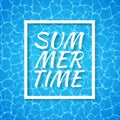 Summer time. Blue water background. Seamless blue ripples pattern. Water pool texture bottom background. Vector illustration Royalty Free Stock Photo