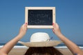 Summer time chalkboard on beach background