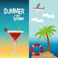 Summer time cocktail palm beach lifebuoy banner