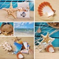 Summer time collage with photos related to beach vacation