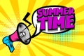 Summer time comic text pop art colored bubble Royalty Free Stock Photo