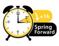 Daylight saving time. Spring forward alarm clock icon. Royalty Free Stock Photo