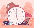 Summer time design, giant round clocks symbol