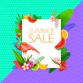 Summer Time Exotic Tropical Sale poster design