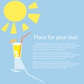 Summer time. A glass of lemonade cocktail, juice, soda with straw. The concept of rest. Vector illustration with space for text. Royalty Free Stock Photo