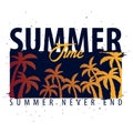 Summer time graphic with palms. T-shirt design and print. Vector illustration. Royalty Free Stock Photo