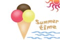 Summer time - ice cream on white - illustration