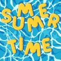 Summer time, inflatable letters, sea turtle and starfish. Summer vector background.