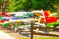 Boat load of kayaks waiting to be taken for a ride