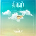 Summer Time Label with Paper Plane Royalty Free Stock Photo