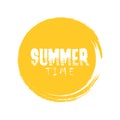 Summer time letter in round grunge orange circle vector illustration
