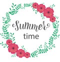 SUMMER TIME Lettering design with flowers