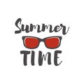 Summer time. Lettering phrase with sunglass illustration. Design element for poster, card, t shirt. Royalty Free Stock Photo