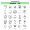 Summer Time Line Icon Set - 25 Dashed Outline Style