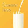 Summer time milk poured in to the glass