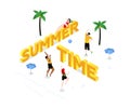 Summer time - modern colorful isometric vector illustration Royalty Free Stock Photo