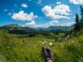 Summer time mountain nature panoramic landscape near Habkern, Switzerland Royalty Free Stock Photo