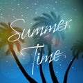 Summer time palm sky travel background Royalty Free Stock Photo