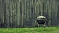 summer time party in backyard garden with grill BBQ, wooden fence Royalty Free Stock Photo