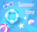 Summer Time Poster with Items Vector Illustration