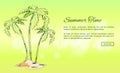 Summer Time Poster with Palm Trees Growing on Sand Royalty Free Stock Photo