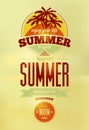 Summer time retro poster. Vector typographical design with blurry background. Eps 10. Royalty Free Stock Photo