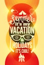 Summer time retro poster. Vector typographical design with colorful circle background. Eps 10. Royalty Free Stock Photo