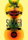 Summer time retro poster. Vector typographical design with colorful circle background. Eps 10. Royalty Free Stock Photo