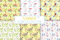Summer Time Seamless Pattern Set in Floral Style Royalty Free Stock Photo
