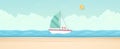 Summer Time, seascape, landscape, sailboat with blue sea and beach, cloud, sun