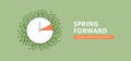 Summer time. Spring Forward banner template. Daylight Saving Time Starts. Reminder text to change clock 1 hour ahead. Minimalist Royalty Free Stock Photo
